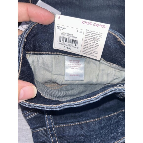 NEW SO Womens Blue Stretch Denim Distressed High Rise Shortie Shorts Size 9 BNWT - Picture 9 of 12